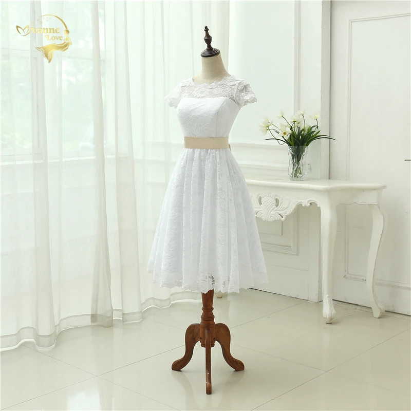 Прозрачная Vestido De Noiva Robe Mariage короткий рукав Чай Длина кружевные короткие