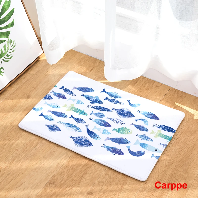 2017 новые ковры с принтом рыбы Нескользящие кухонные коврики для дома гостиной 40x60