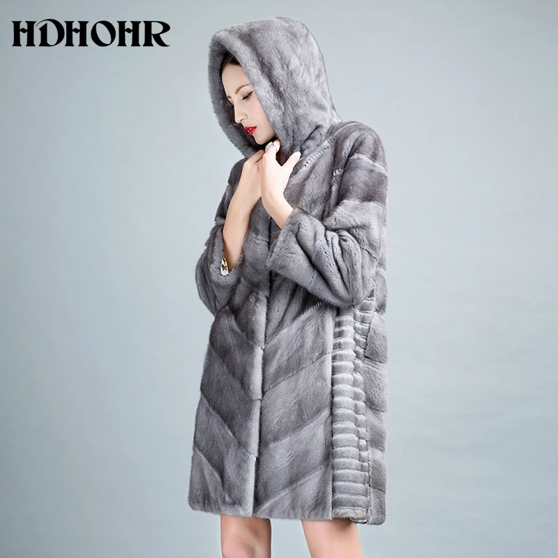 HDHOHR новые женские пальто из натурального меха норки, теплые высококачественные парки из натурального меха, толстые зимние женские куртки из настоящей норки