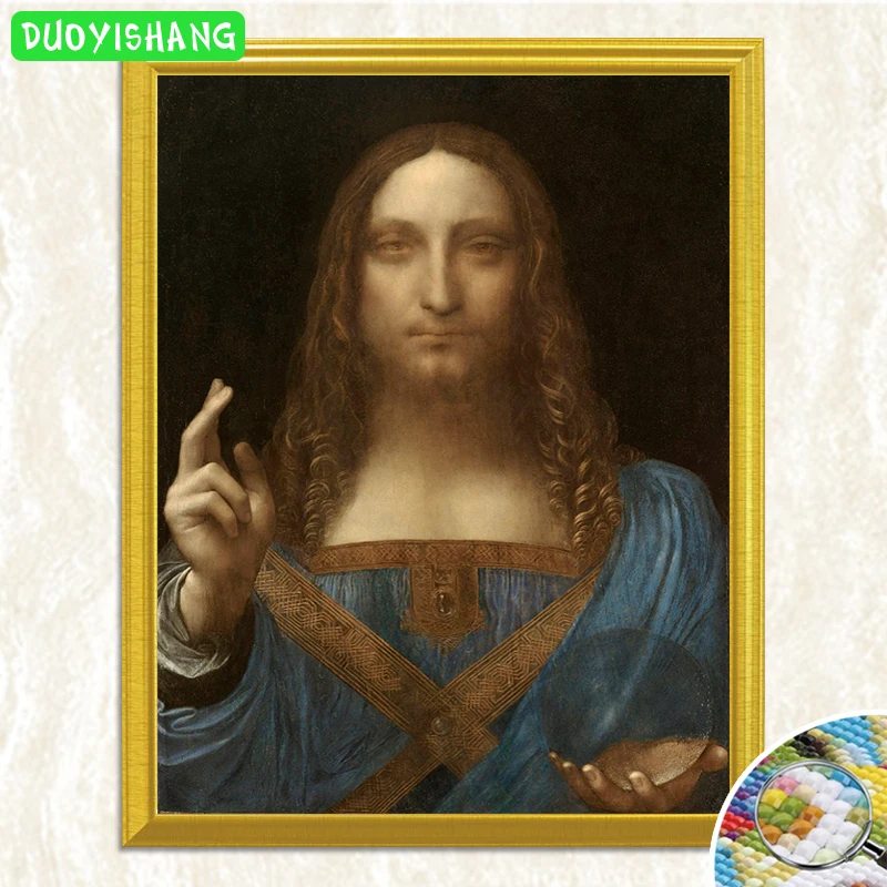 Да Винчи известный картина "Леонардо Salvator Мунди" алмазная живопись 5D «сделай сам» полный квадратный алмаз вышивка мозаика картины из кристаллов