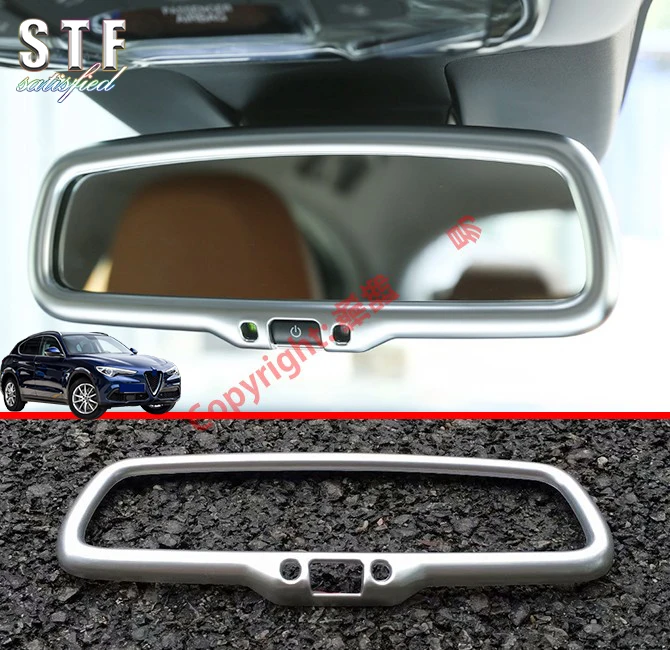 

ABS Pearl Chrome Interior Mirror Cover Trim For Alfa Romeo Stelvio 2017 2018 2019