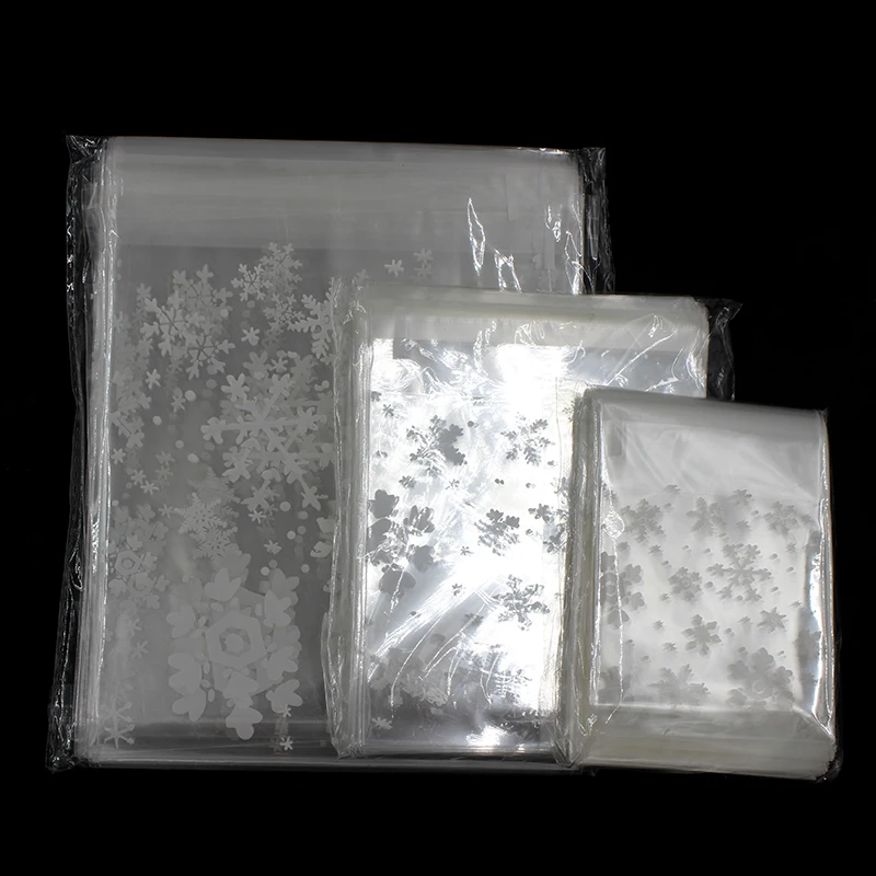 Самоклеящиеся пакеты снежинки для печенья 3 размера 100 шт.|candy bag|bag candybag plastic |