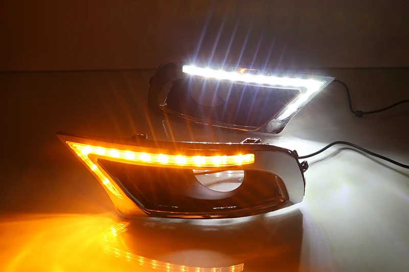 Автомобильный мигающий 1 пара светодиодный DRL дневные ходовые огни для Toyota Camry 2009 2010 2011 Противотуманные фары с желтым поворотным сигналом и синим