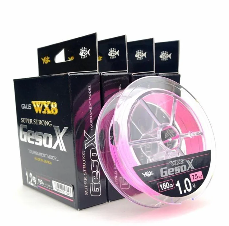 Японская оригинальная YGK GESOX WX8 помогли ткачество лески и PE рыболовные розовые