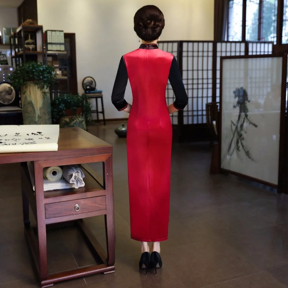 Fengmeisi Для женщин Cheongsam Длинные Qipao китайское традиционное платье Oriental печати