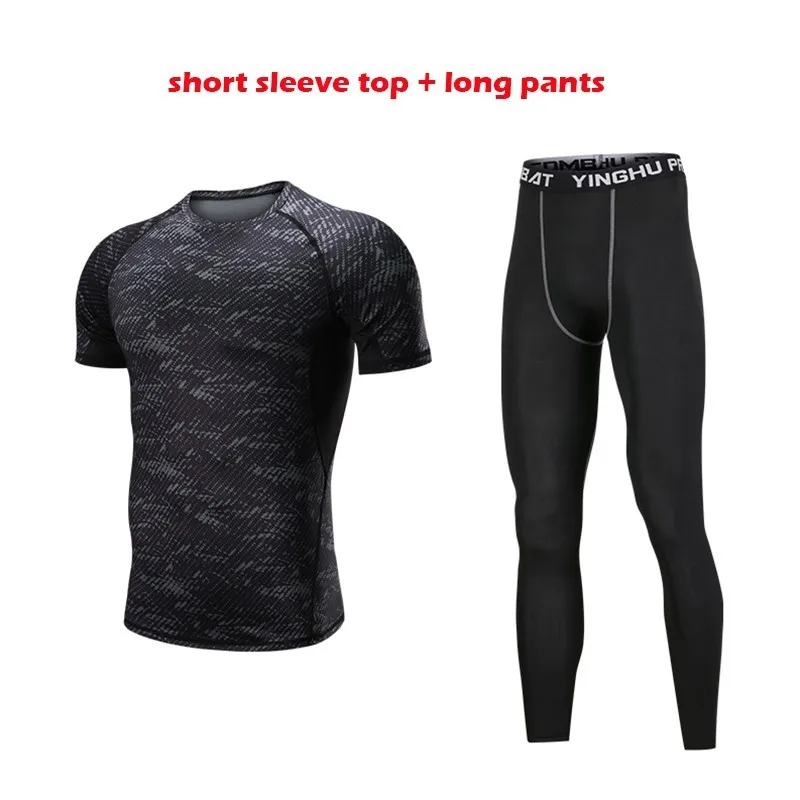 Tracksuit men-04 Спортивный костюм с принтом, Мужская эластичная спортивная одежда, мягкая дышащая одежда для пробежек, тренировок, фитнеса, компрессионная одежда для мужчин, набор для бега, S-4XL - Цвет: Tracksuit men-04