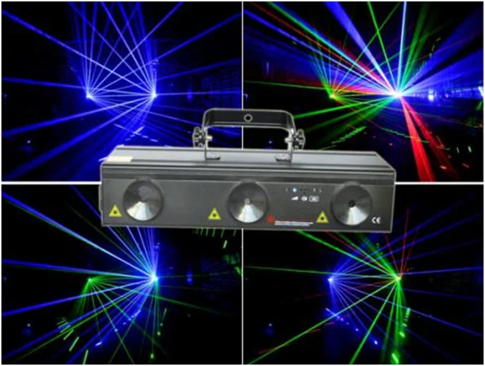 DMX512 3 линзы луча RGB DJ диско лазерсветильник сценическое шоу DMX 730 мВт для dj