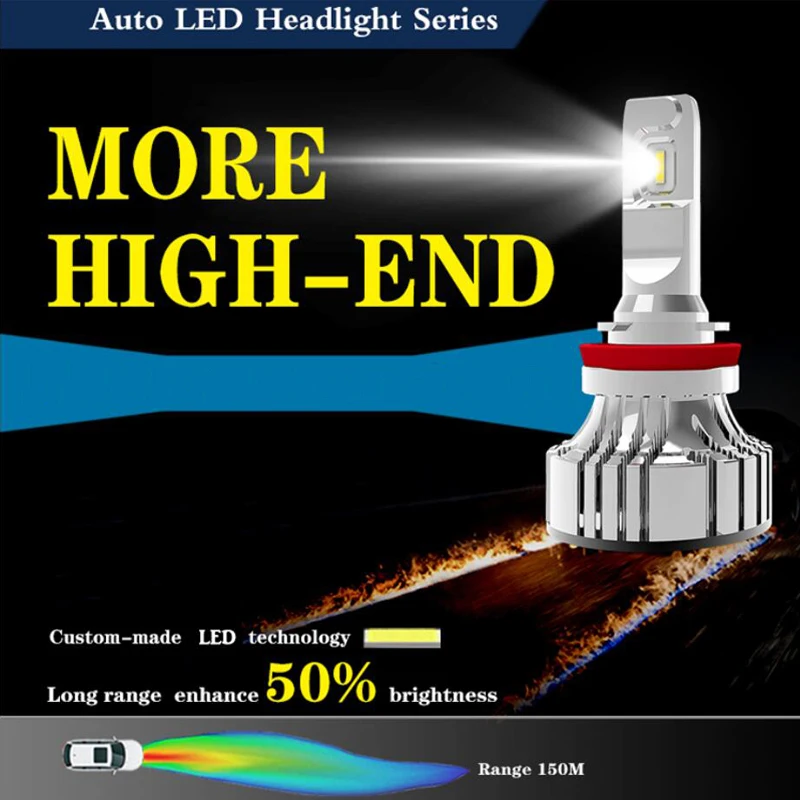 Светодиодные Автомобильные фары H4 Led HB2/9003 дальний/ближний свет 6500 лм Высокая