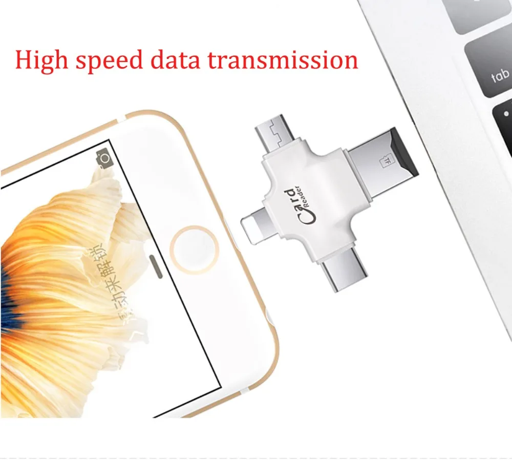 4 в 1 Micro usb type C USB Смарт OTG кард-ридер карты памяти SD адаптер для IOS iPhone Android samsung
