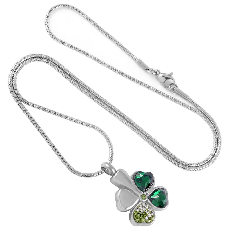 IJD8533 Clover Leaf Cremation Pendant Stainless Steel Keepsake Hold Ashes or Memoria Your Loved One Forever | Украшения и