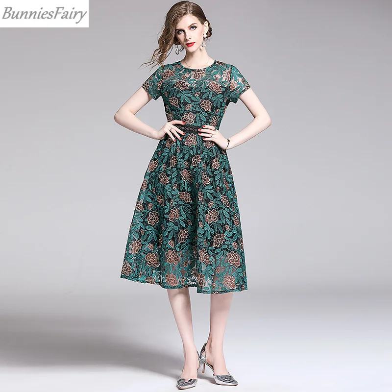 BunniesFairy 2019 летнее новое женское элегантное винтажное Ретро цветочное вышитое