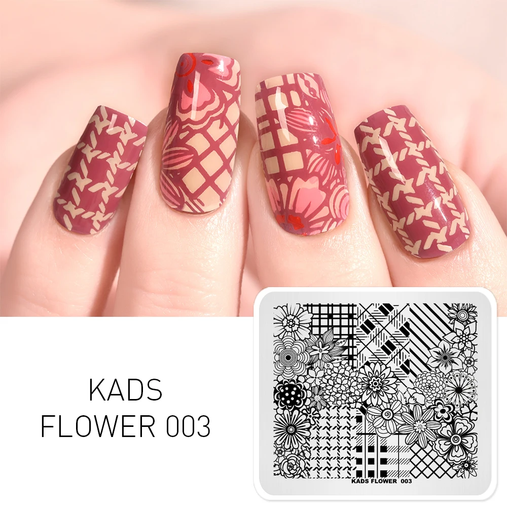 Цветочные штамповочные пластины KADS цветок 005 шаблон для ногтевого дизайна штамп