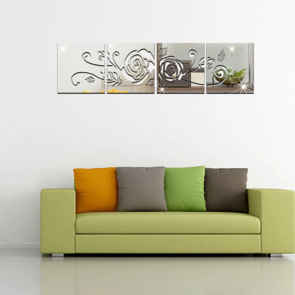 Funlife украшение для дома зеркальные настенные наклейки с объемными цветами MS361 |