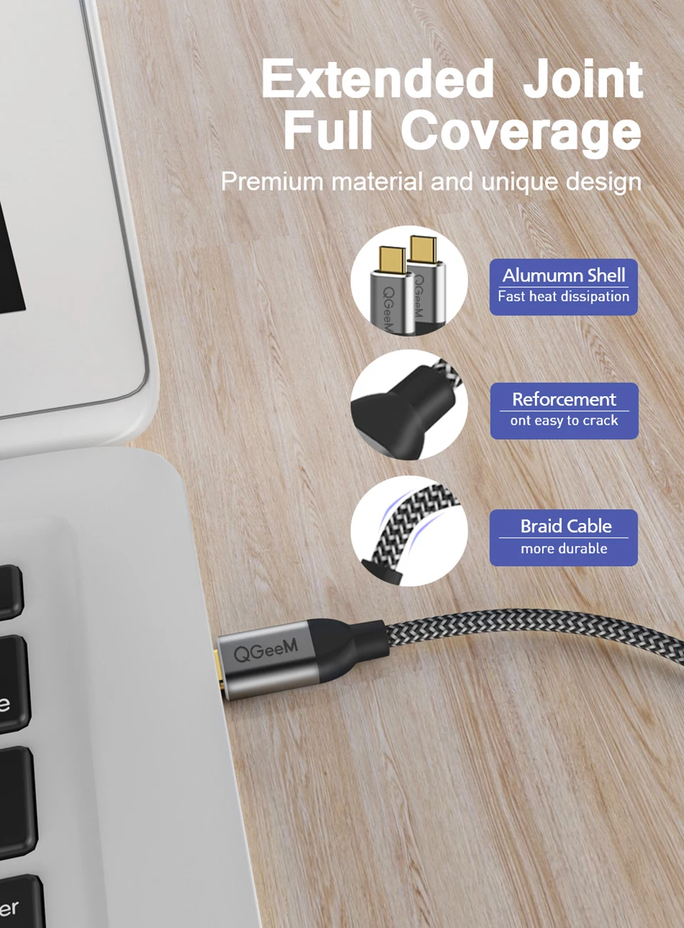 QGeeM USB 3,1 type C к USB C кабель Gen2 PD 60 Вт USB-C к USB C зарядный провод шнур нейлоновый кабель шнур для samsung S9 S8 Macbook Pro
