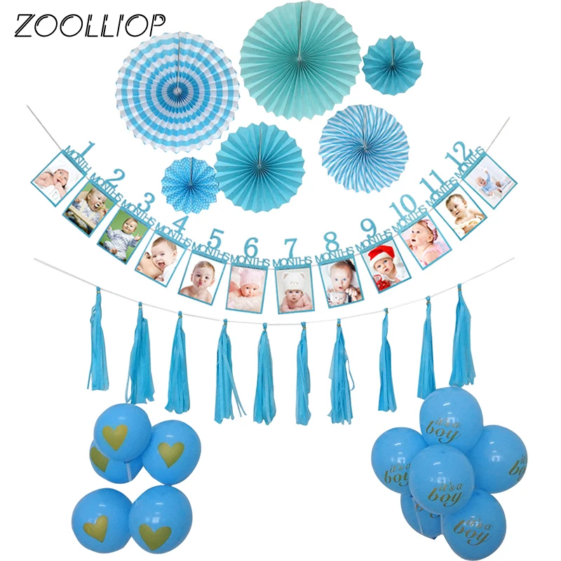 12 месяцы фоторамка баннер для первого дня рождения украшения ребенка мальчик