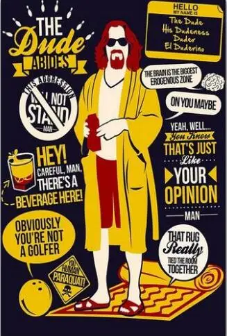 The Big Lebowski Jeff Bridges Classic movie SILK POSTER Decorative Wall painting 24x36inch | Дом и сад