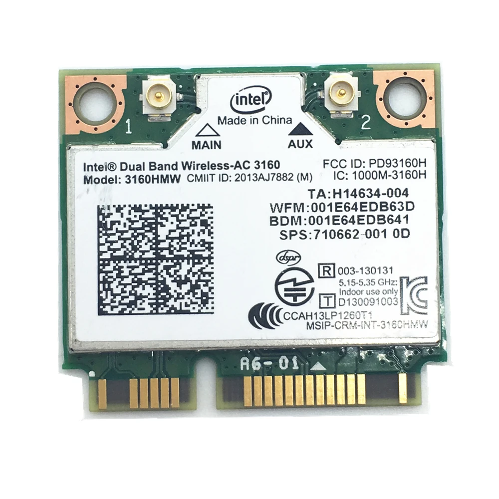 Для 3160HMW Wifi Bluetooth 4 0 беспроводной AC Intel 3160 802 11 ac 433 Мбит/с Двухдиапазонная мини PCI E Wlan