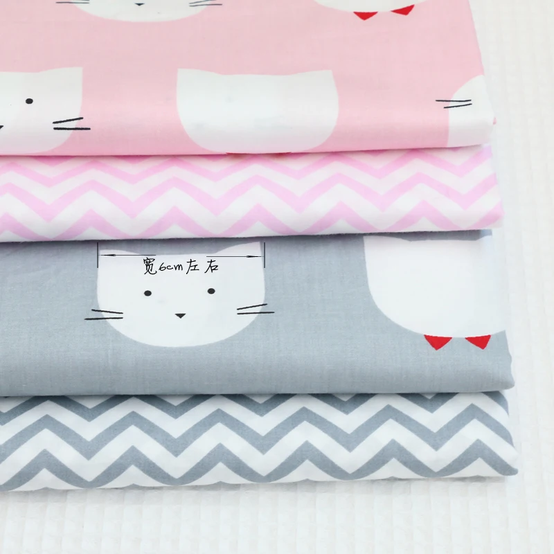 100% хлопковая Лоскутная Ткань с принтом кошек и волн для рукоделия ткань шитья