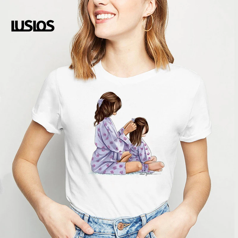 LUSLOS Летняя мода Harajuku Kawaii супер футболка &quotМама&quot материнская любовь вечная