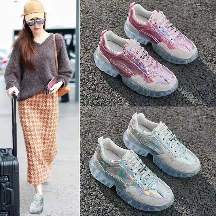 Женская спортивная обувь на толстой подошве с лазером в европейском стиле