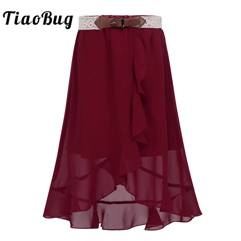 TiaoBug/Детская летняя дышащая шифоновая Асимметричная бальная юбка макси с высоким