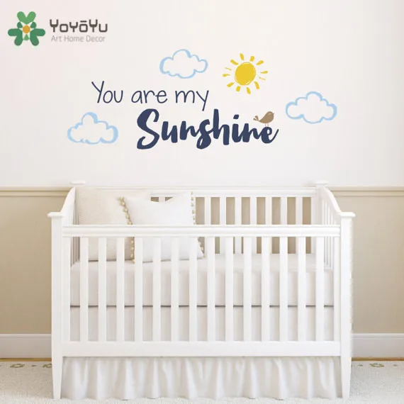 Виниловая наклейка на стену yoyoyoyu YOU ARE MY SUNSHINE Sun и лист облаков наклейки для