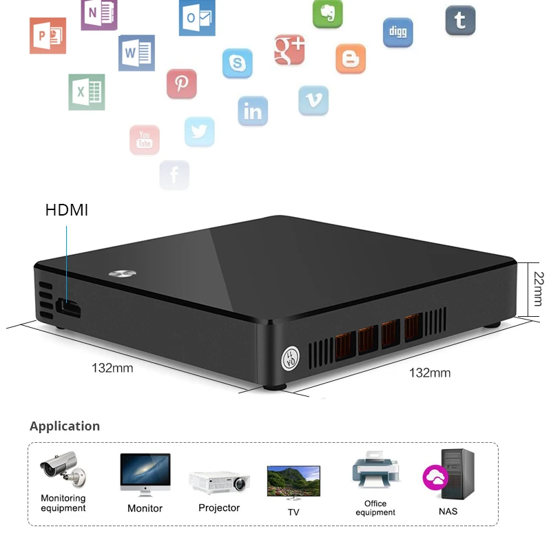Мини ПК Intel Celeron 1007U Pentium 2117U Windows 10 300 Мбит/с WiFi Gigabit Ethernet HDMI VGA 2* USB3.0 3* USB2.0 tv BOX