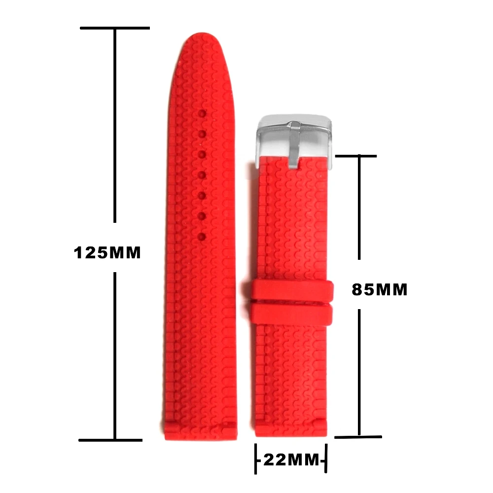 22 мм натуральный красный цвет силиконовый желе резиновый ремешок для часов