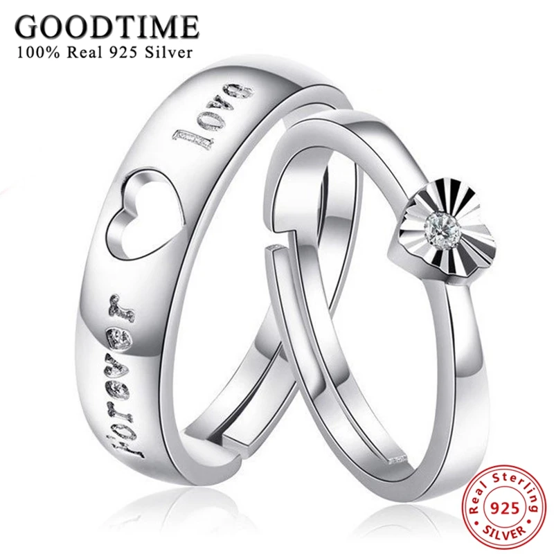 1 шт. Настоящее Твердое Серебро 925 пробы кольцо AAA кубический циркон сердце пара