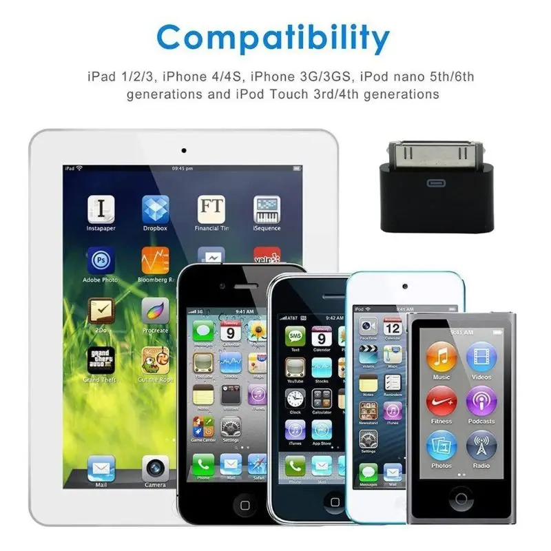Переходник конвертер 8pin мама 30pin папа для iPhone4 4S iPad 2 3 iPod Touch 4|Переходники и