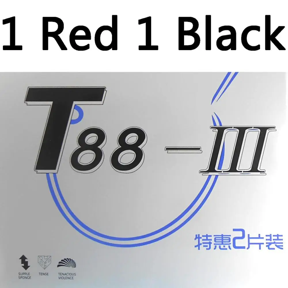 2 шт. SANWEI T88 III(T88-3) резиновый стол для настольного тенниса(наполовину липкий, петля) с губкой прыщи в пинг-понг резиновый - Цвет: 1 Red 1 Black