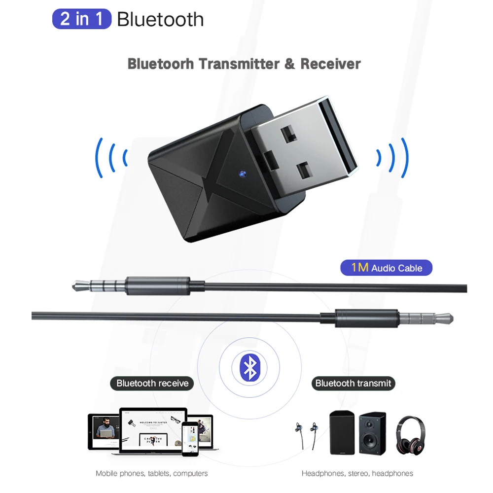 Портативный беспроводной ключ Bluetooth 5 0 передатчик приемник 2 в 1 стерео аудио