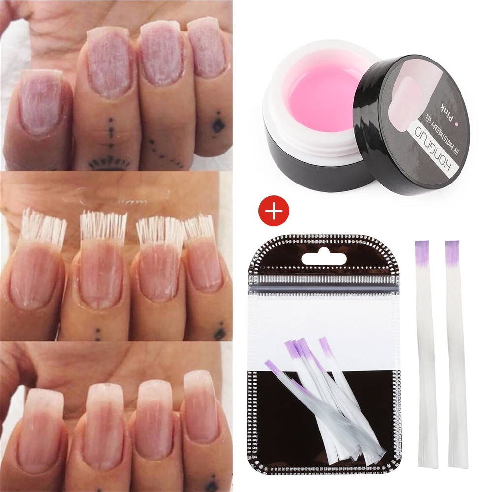 10 шт. Fibernails+ 1 шт. строительный гель для наращивания ногтей акриловый 3 французский стили 3D накладные ногти для украшения кончиков ногтей набор для наращивания ногтей Ge