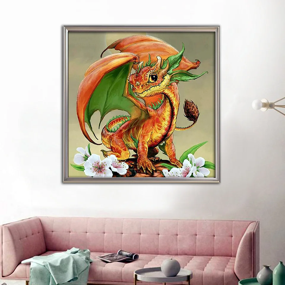 EverShine 5D Diamond Embroidery Cartoon Picture Of Rhinestones Painting Full Square/round Drill Mosaic Dragon | Дом и сад