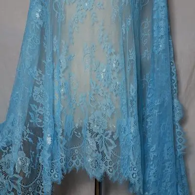sky blue 70 см в ширину, разноцветная кружевная отделка, вышивка, украшение для ресниц, вышивка, кружевная ткань, аксессуары для рукоделия, материал для одежды - Цвет: sky blue