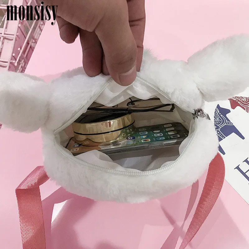 Monsisy Женская поясная сумка для девочки Фанни-пачки зимняя плюшевая нагрудная