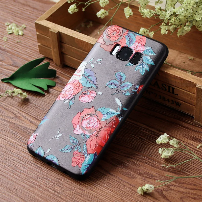 3D Relief Cute Cartoon Flowers Pattern Soft Silicone + TPU Phone Cases for Samsung Galaxy S8 plus Shockproof phone Case Cover |