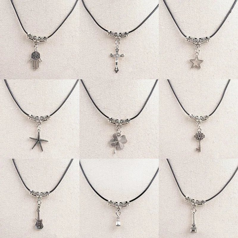 

Multi Style Fashion Retro Necklaces Lovers Short Section Black Necklace For Men Woman Pendant Necklace Jewelry Best Gifts