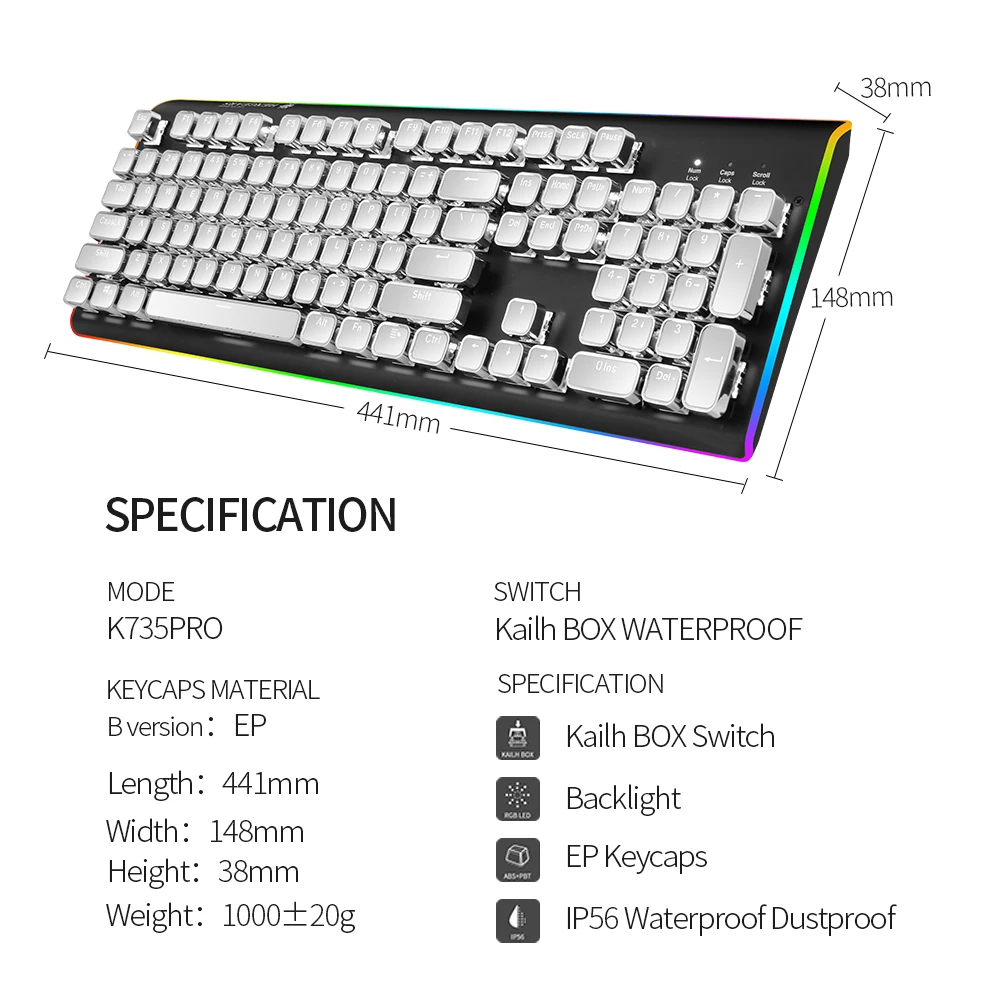 Шестигранные GK735 B Kailh коробка переключатель механическая клавиатура
