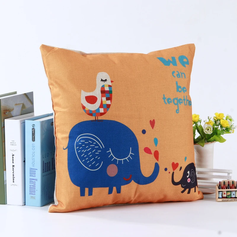 Слон Серии Хлопок Белье Мультфильм Чехлы Бросьте Наволочку Home Decor Xmas | Дом и сад