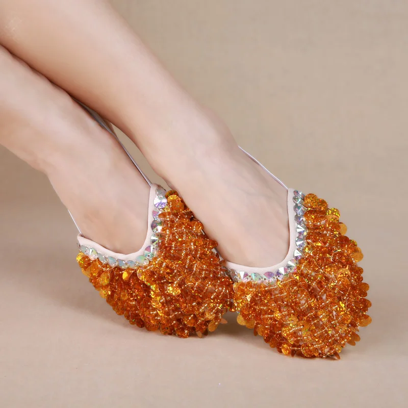 

Belly Dance Training Shoes Beaded Shoe Pads Women Ballet Flats