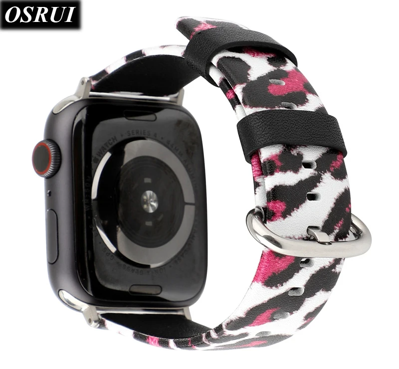 Ремешок для Apple watch band 42 мм 38 кожаный ремешок часов 44 40 браслет с леопардовым