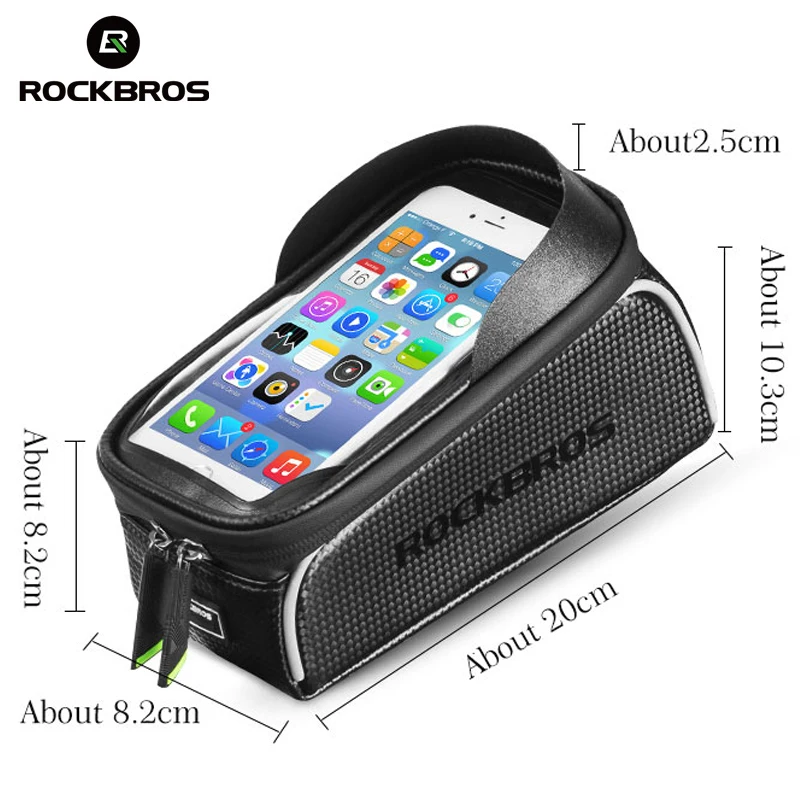 rockbros cycling bag mtb bike bicycle waterproof top tube frame saddle 6 inch touch screen bag phone case bicycle accessories free global shipping