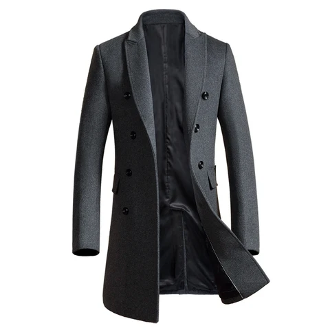 Letskeep зимнее шерстяное пальто, длинное, приталенное, двубортное, теплое, деловое, MA324
