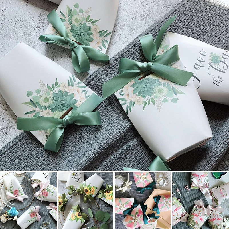 С лентой подарочные коробки коробка конфет Baby Shower Свадебная сумка для сувениры