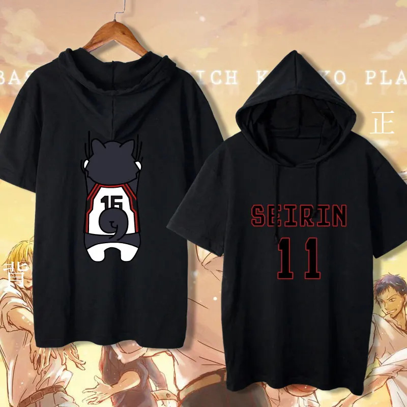 Новая футболка Kuroko no Basket с коротким рукавом, с капюшоном, повседневная Летняя женская и мужская одежда Kuroko's Basket, футболка для косплея, хлопковые футболки Аниме