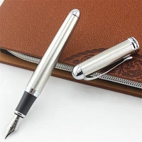 jinhao ink pen x750 silver stainless steel office supplies gifts writing business 18kgp fine nib metal fountain pen