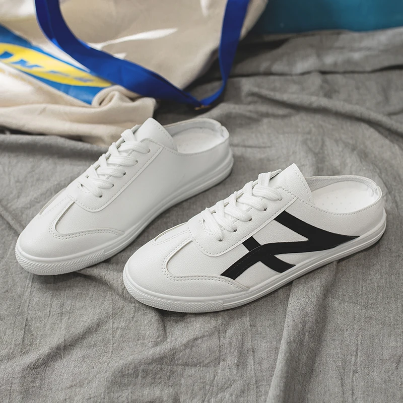 Shoes female 2019 tide shoes half support women's new casual summer models lazy drag small white | Обувь