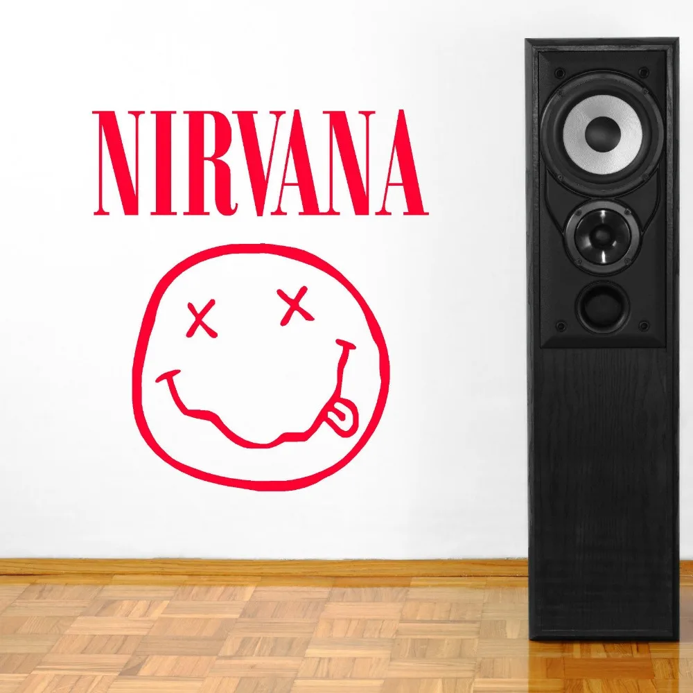 

Removable NIRVANA LOGO BAND FACE KURT COBAIN vinyl wall Art Sticker high Quality self adhesivo Wallpaper Vinilos NY-342