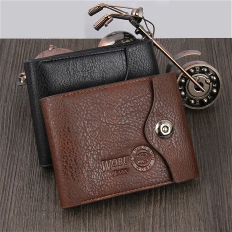 

Men PU Leather Wallet Short Hasp Trifold Wallets Male Holders Money Bag High Quality Large Capacity Credit Card Leather Wallet
